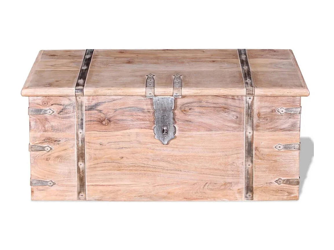 Set de baúl de almacenamiento de madera de acacia 2 unidades
