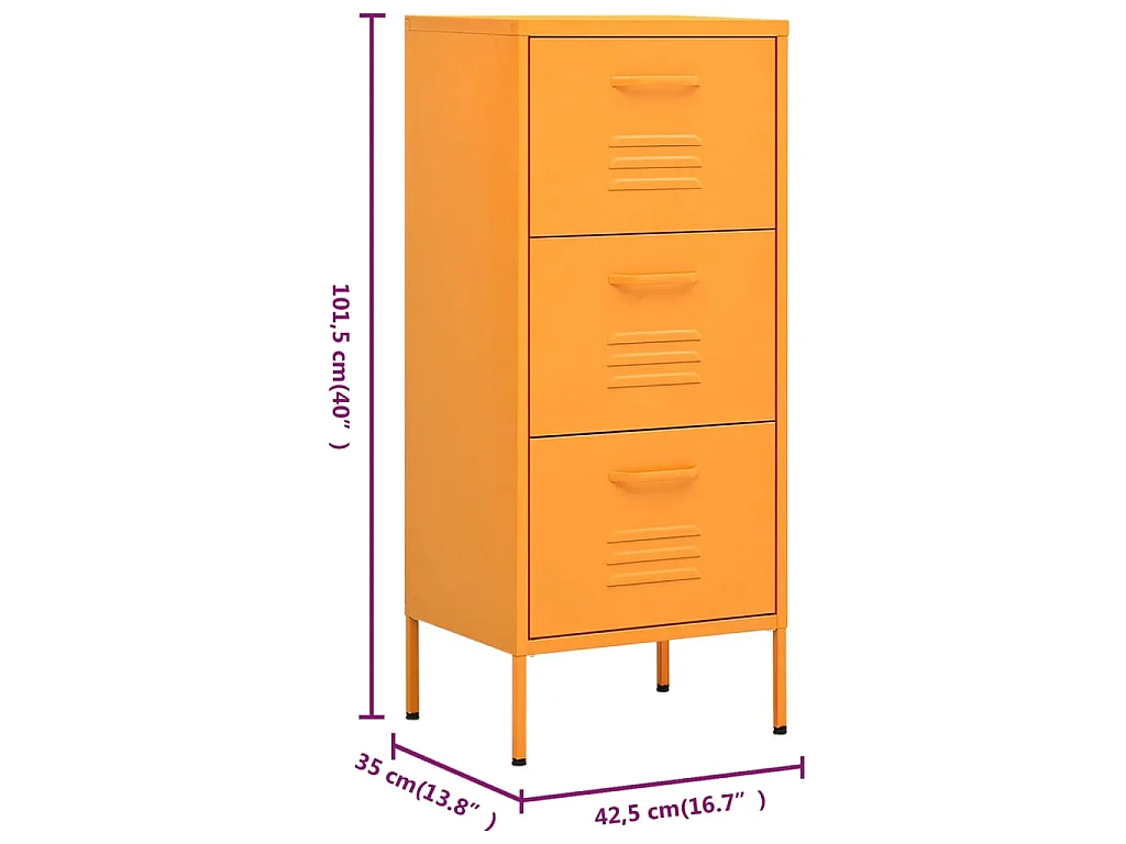Armoire de rangement Jaune moutarde 42,5x35x101,5 cm Acier