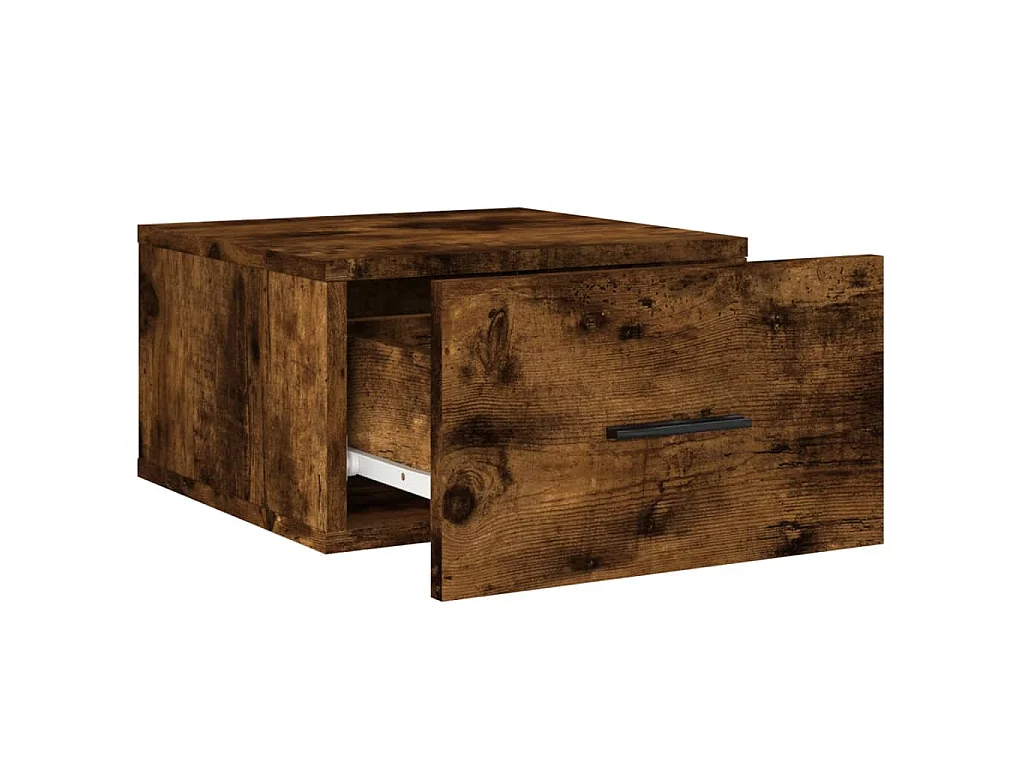 Table de chevet murale chêne fumé 35x35x20 cm