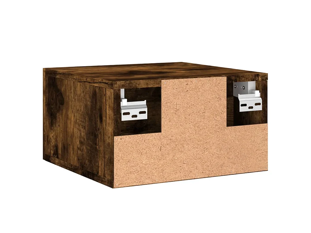 Table de chevet murale chêne fumé 35x35x20 cm