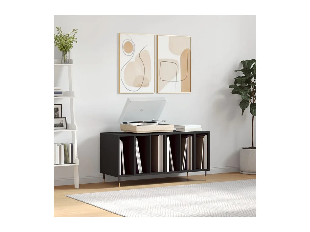 Armoire à disques noir 100x38x48 cm bois d'ingénierie