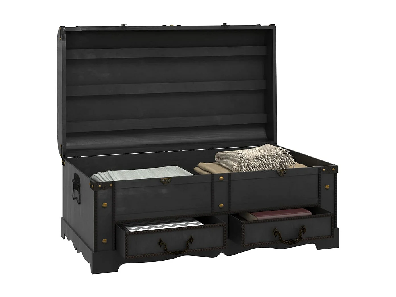 Schatztruhe Holz Groß Schwarz