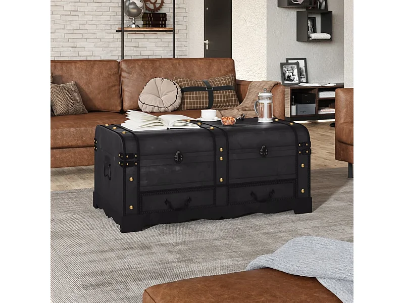 Baule del Tesoro in Legno Grande Nero