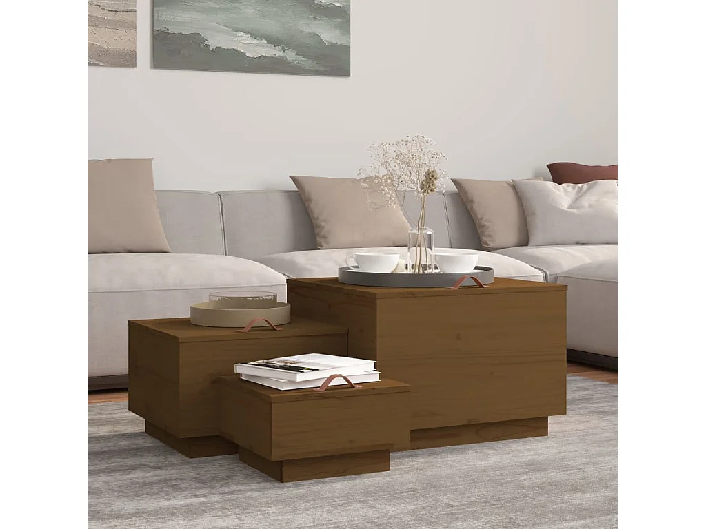 Aufbewahrungsboxen mit Deckeln 3 Stk. Braun Massivholz Kiefer