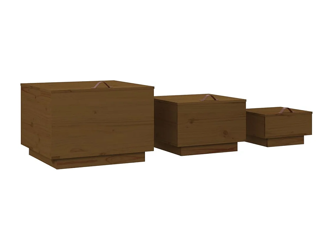 Boîtes de rangement avec couvercles 3 pcs Marron miel