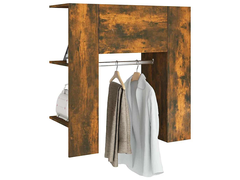 Scaffale da Ingresso Rovere Fumo 97,5x37x99cm Legno Multistrato