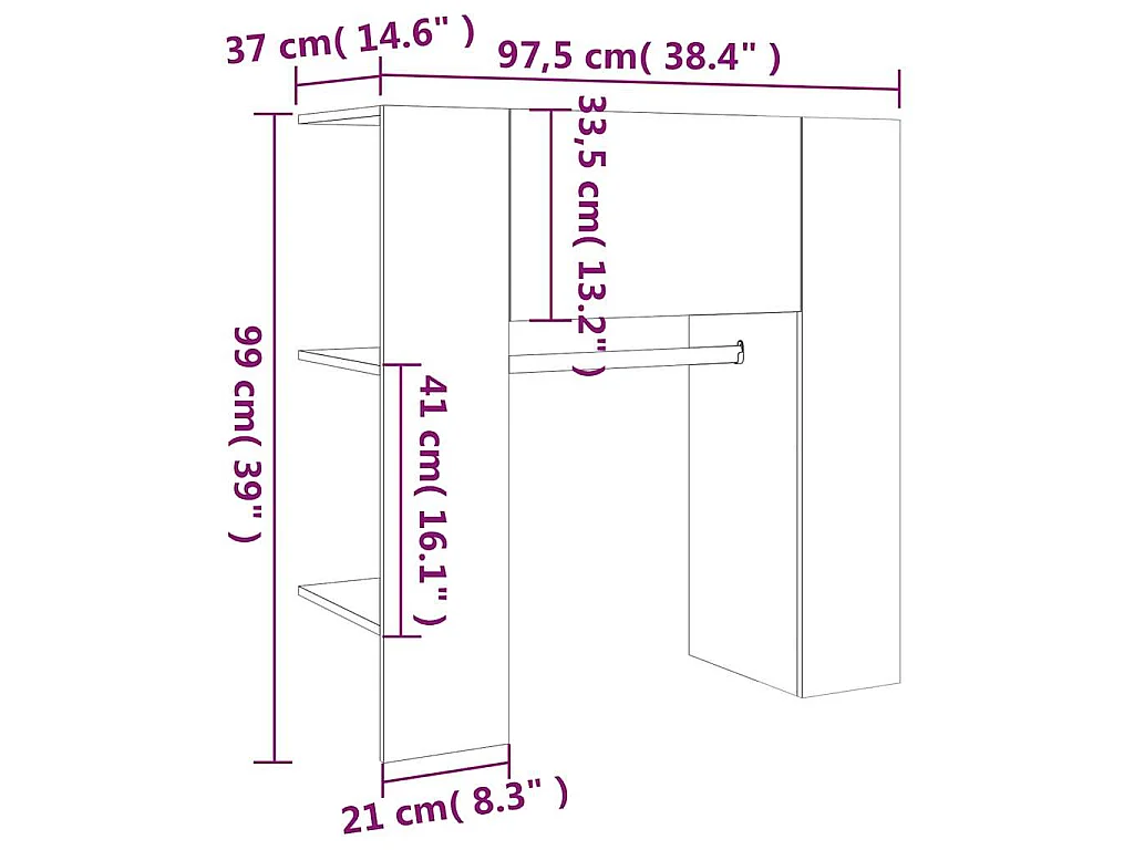 Scaffale da Ingresso Rovere Fumo 97,5x37x99cm Legno Multistrato