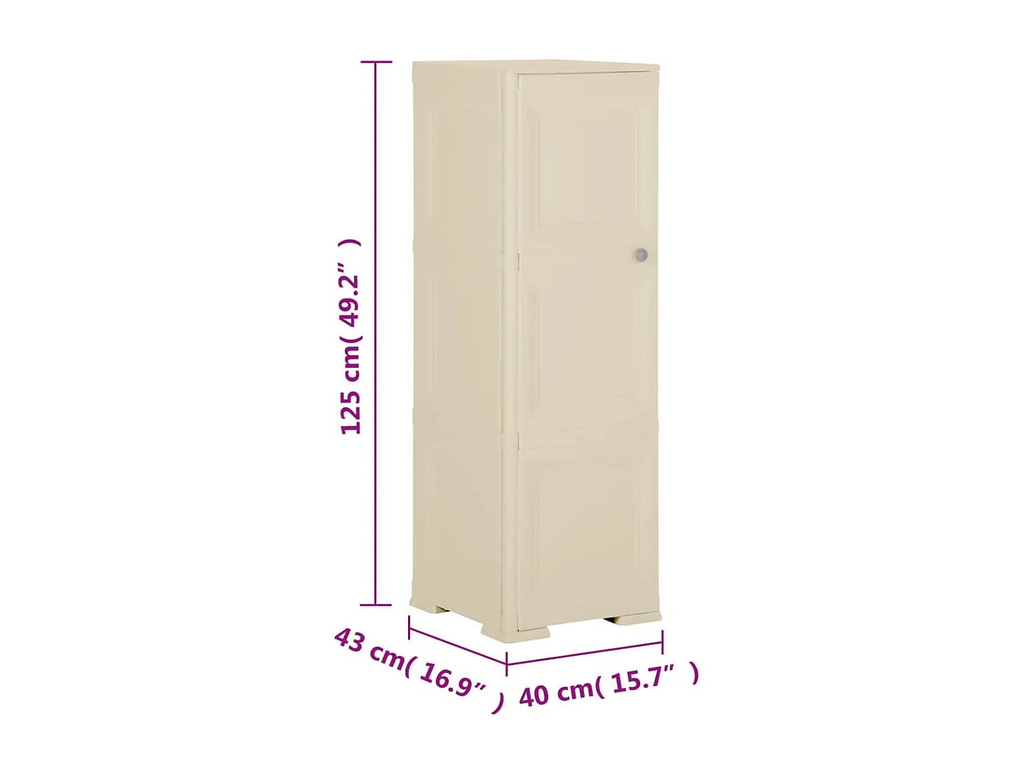 Armoire plastique 40x43x125 cm design de bois blanc angora