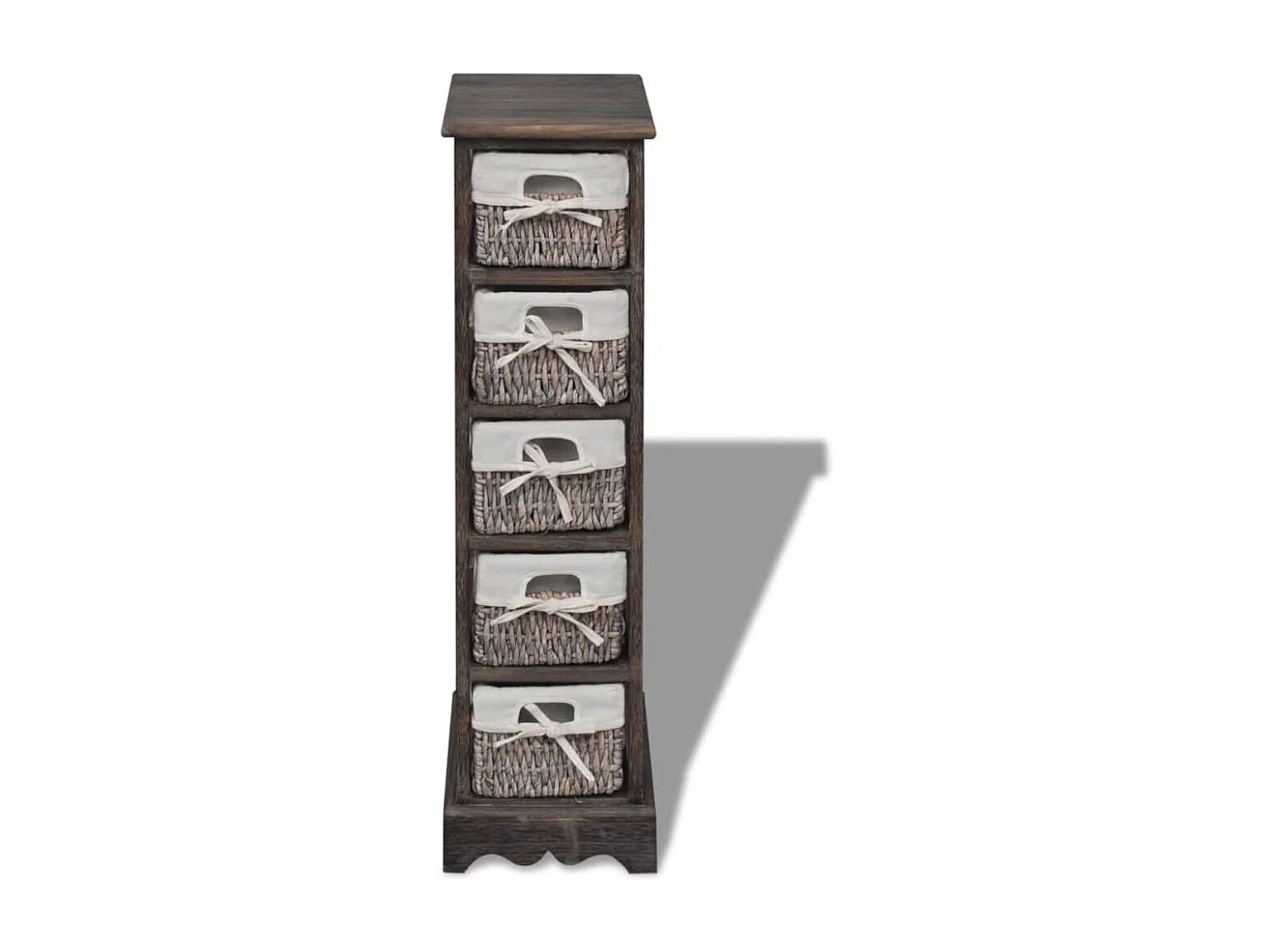 Étagère de rangement en bois 5 paniers en tissage Marron