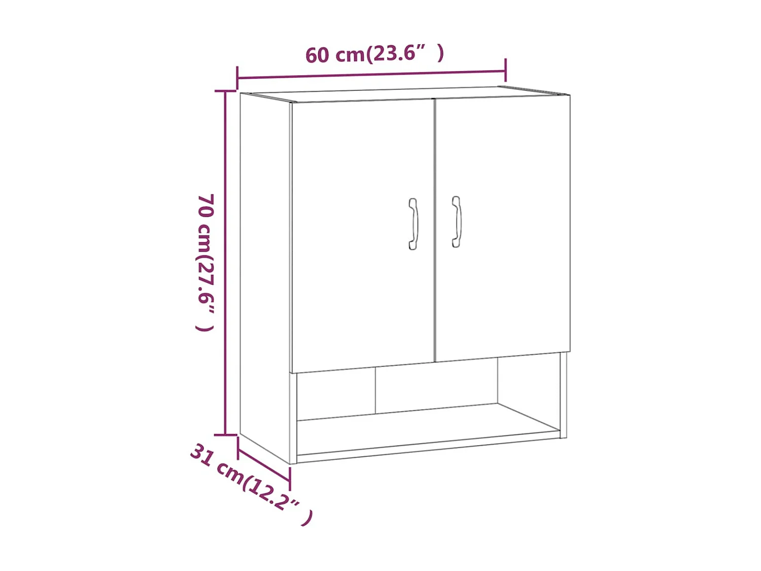 Wandschrank Weiß 60x31x70 cm Holzwerkstoff