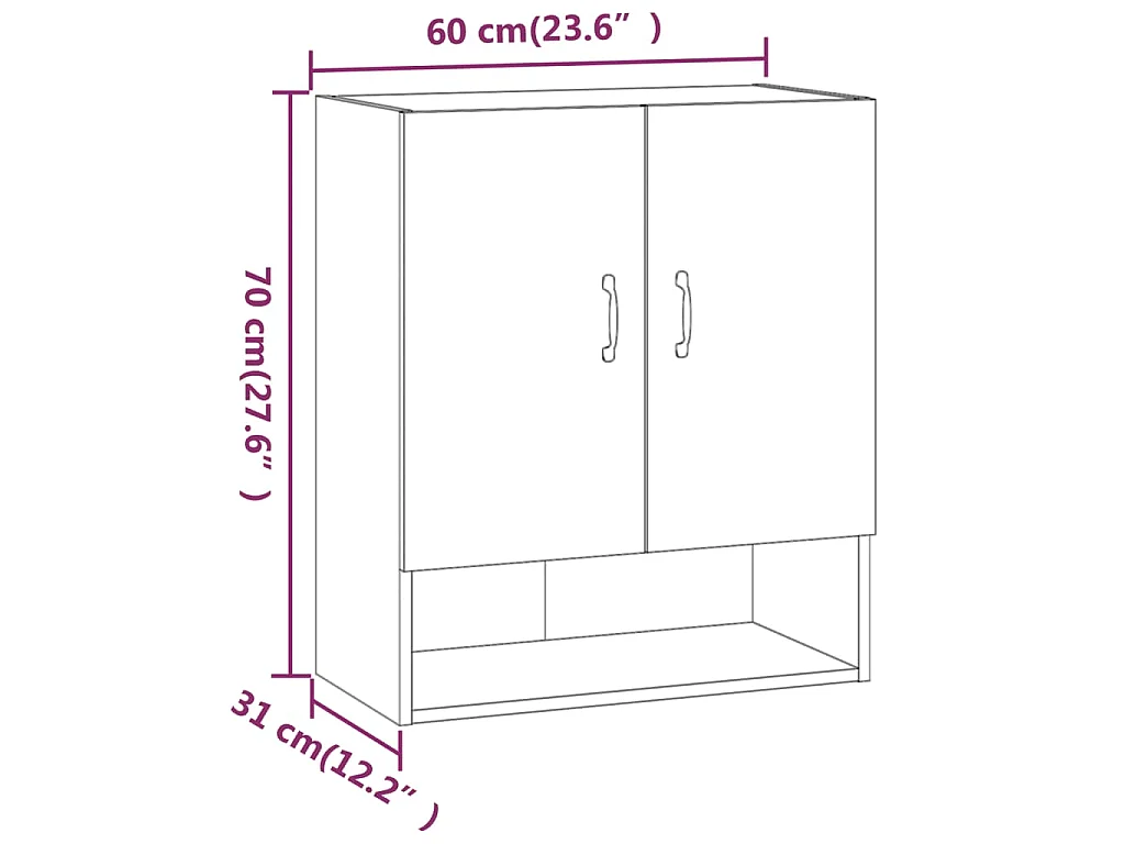 Armoire murale Blanc 60x31x70 cm Bois d'ingénierie