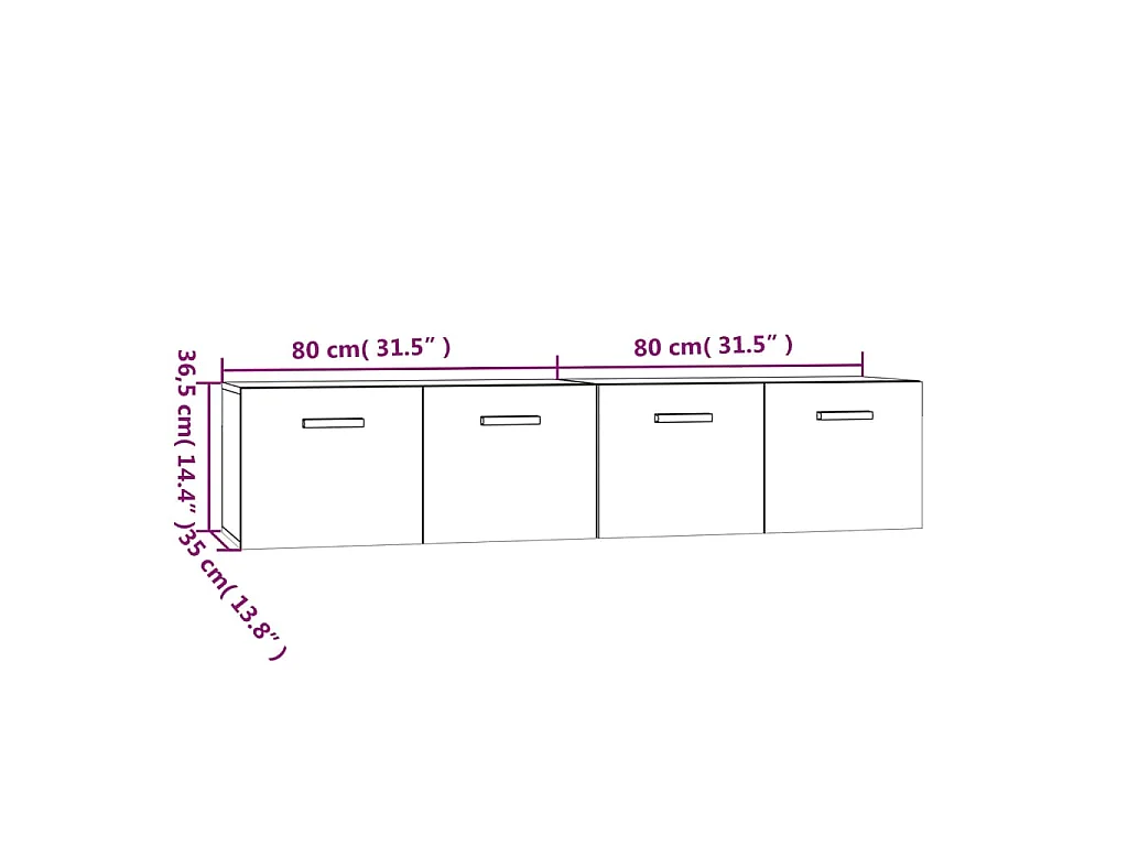 Armoires murales 2pcs Chêne fumé 80x35x36,5cm Bois d'ingénierie