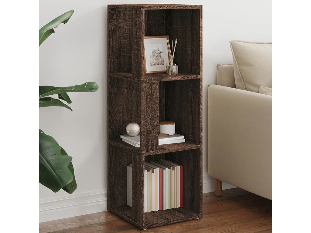 Mueble esquina madera contrachapada marrón roble 33x33x100 cm