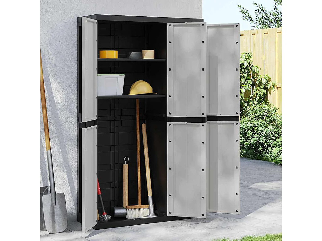 Gartenschrank Grau und Schwarz 97x37x165 cm PP