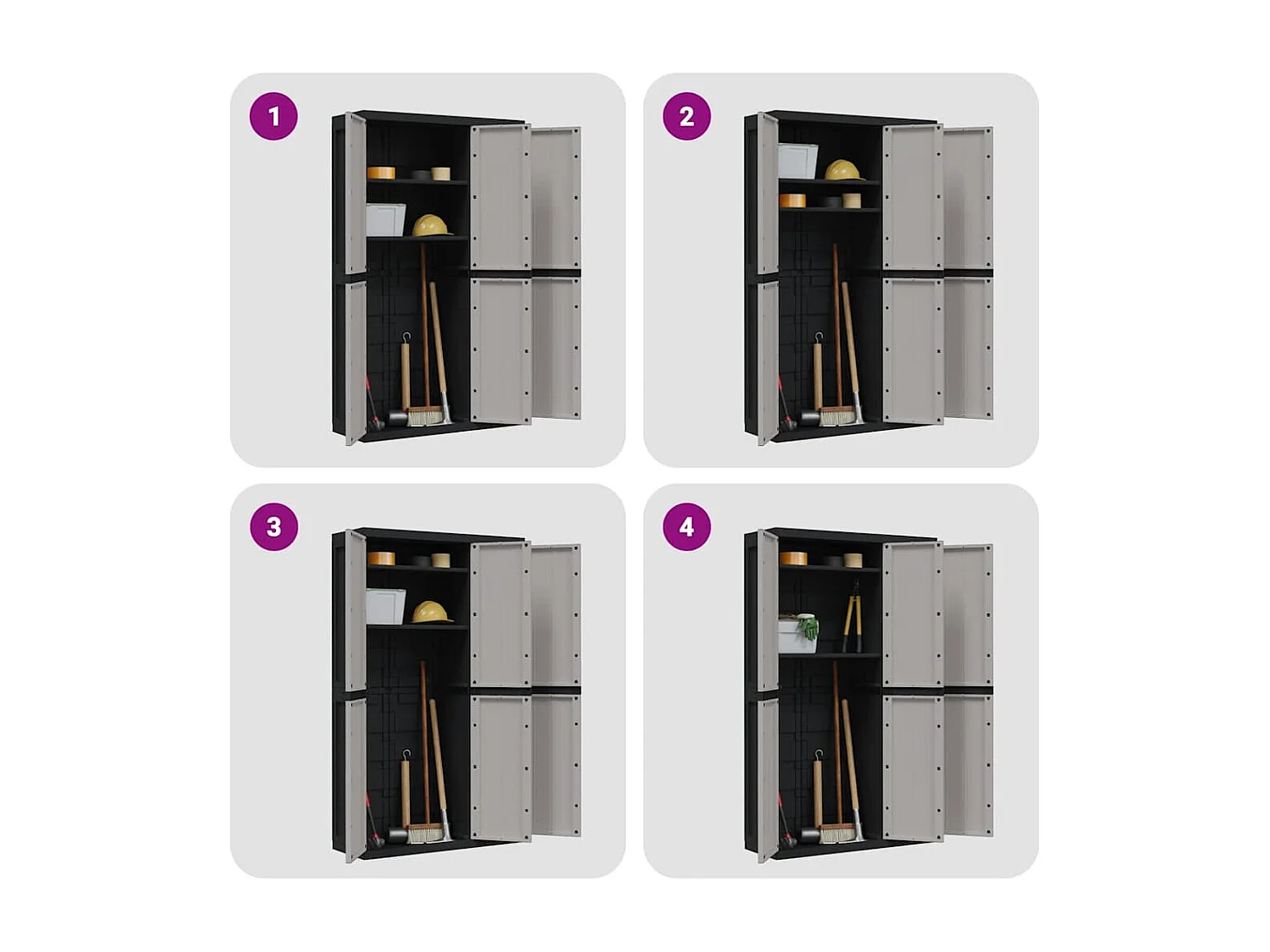 Gartenschrank Grau und Schwarz 97x37x165 cm PP