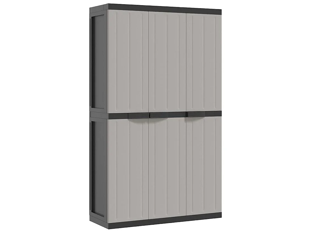 Tuinkast 97x37x165 cm polypropeen grijs en zwart