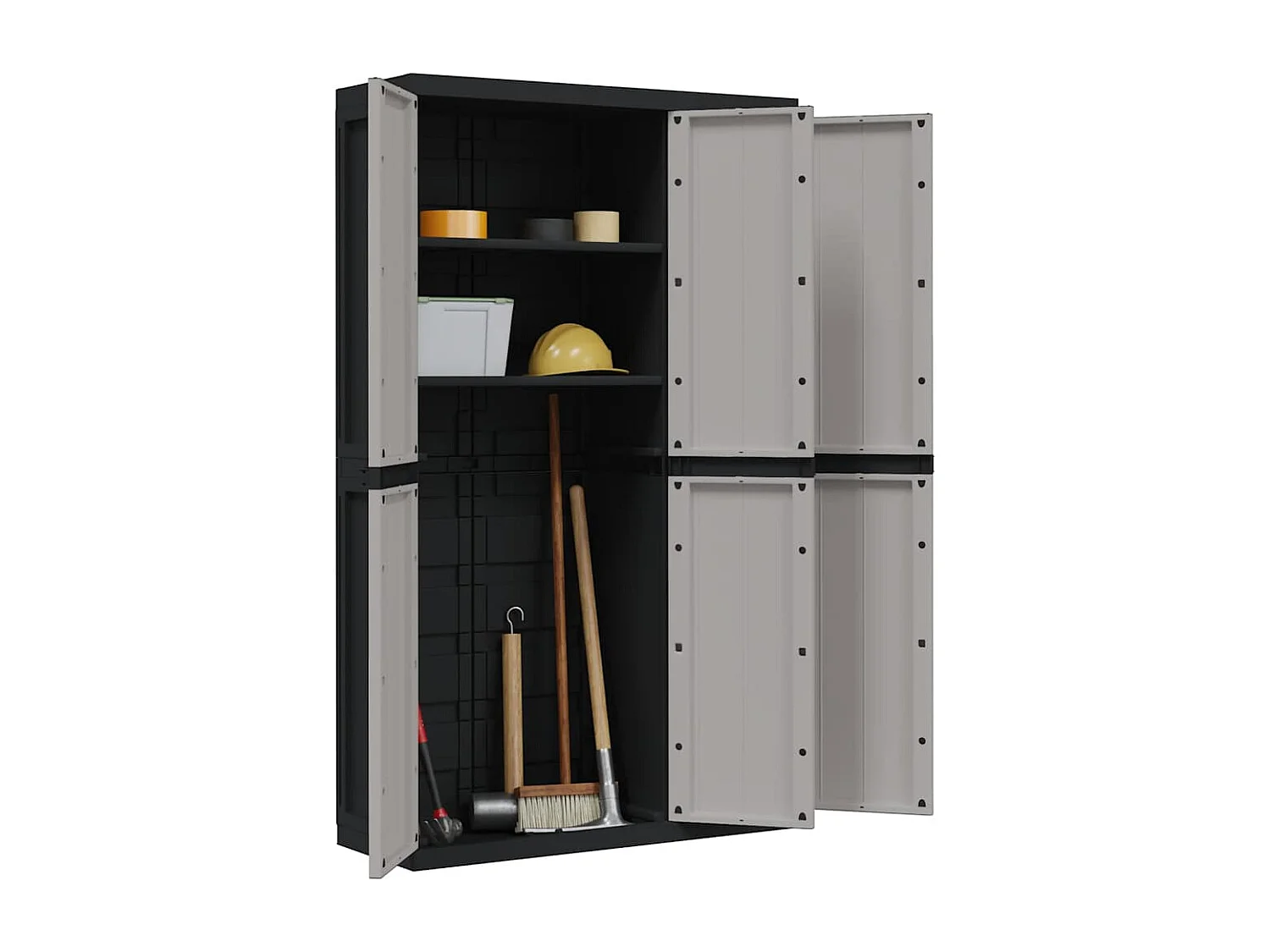Tuinkast 97x37x165 cm polypropeen grijs en zwart