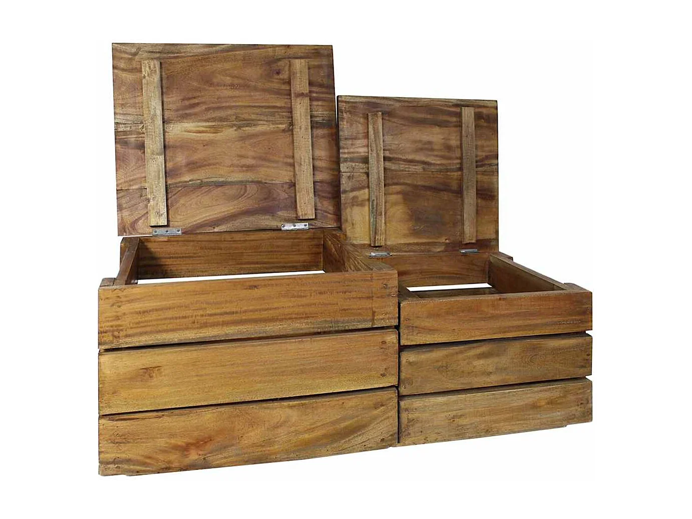 Juego de cajas de almacenaje 2 pzas madera maciza de caoba