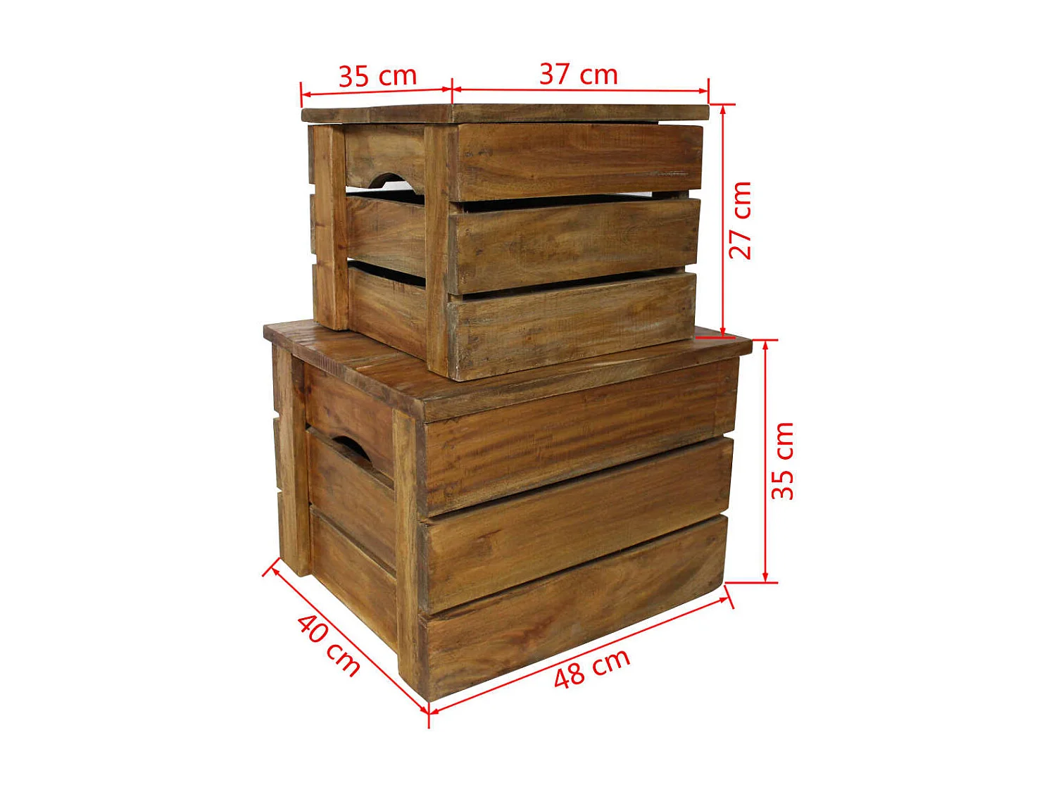 Juego de cajas de almacenaje 2 pzas madera maciza de caoba