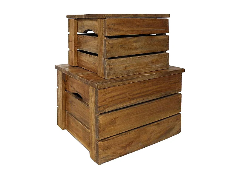 Juego de cajas de almacenaje 2 pzas madera maciza de caoba