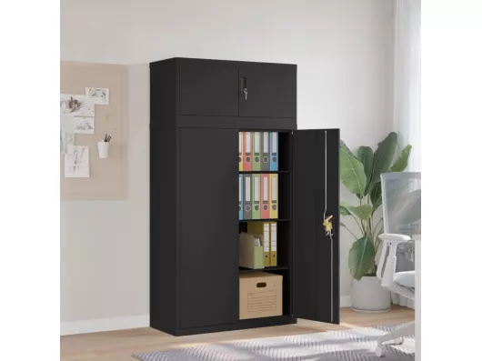 Kauf Unique Aktenschrank Schwarz 90x40x180 cm Stahl