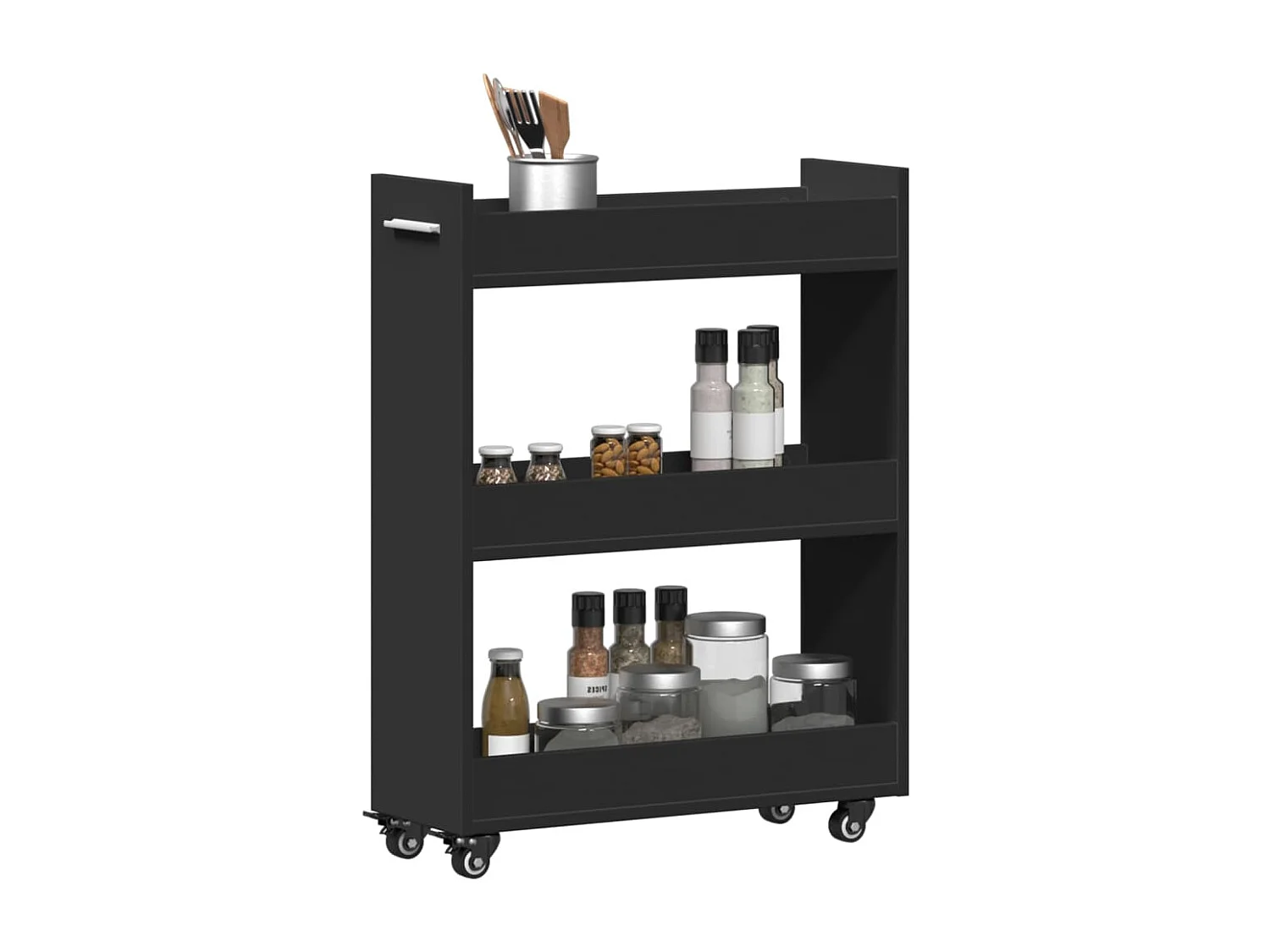 Armario con ruedas madera de ingeniería negro 60x22x79 cm