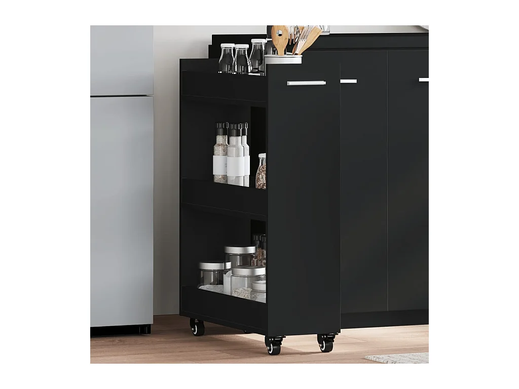 Armoire avec roues noir 60x22x79 cm bois d'ingénierie