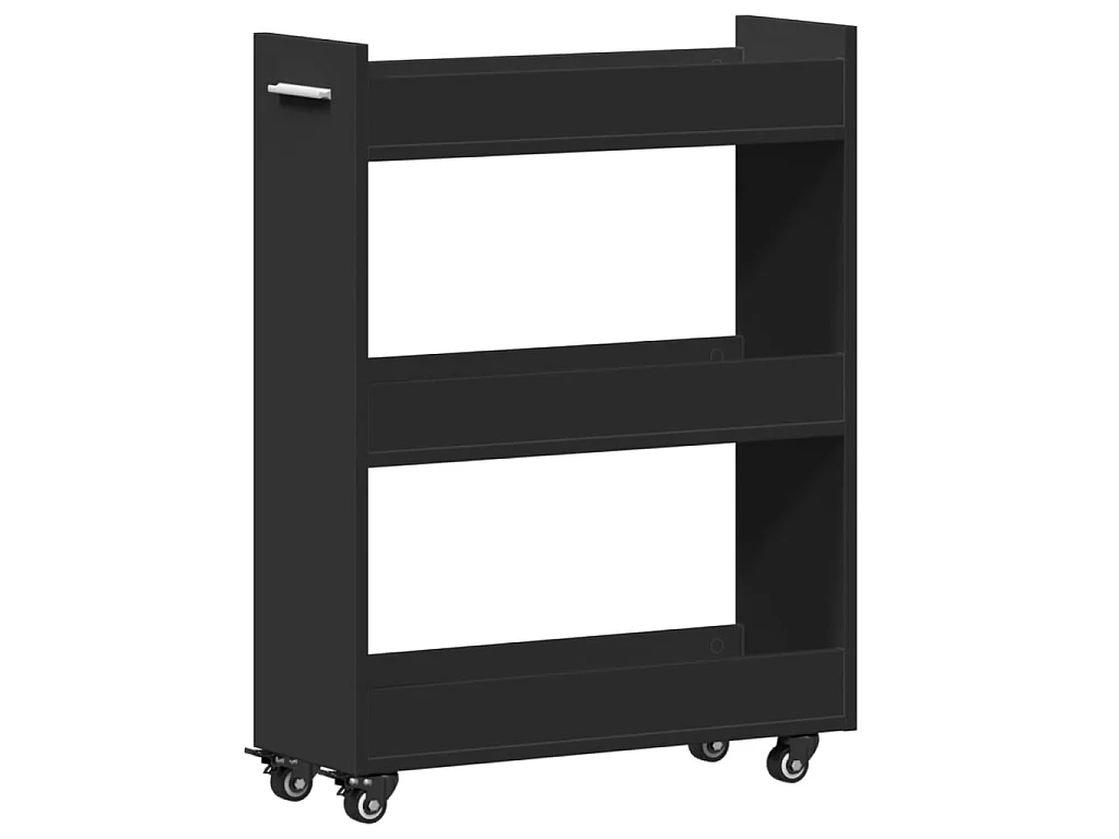 Schrank mit Rollen Schwarz 60x22x79 cm Holzwerkstoff