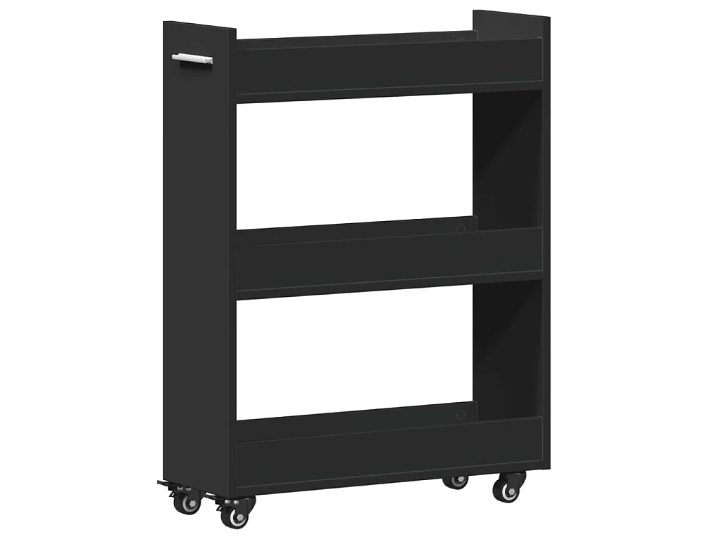 Schrank mit Rollen Schwarz 60x22x79 cm Holzwerkstoff