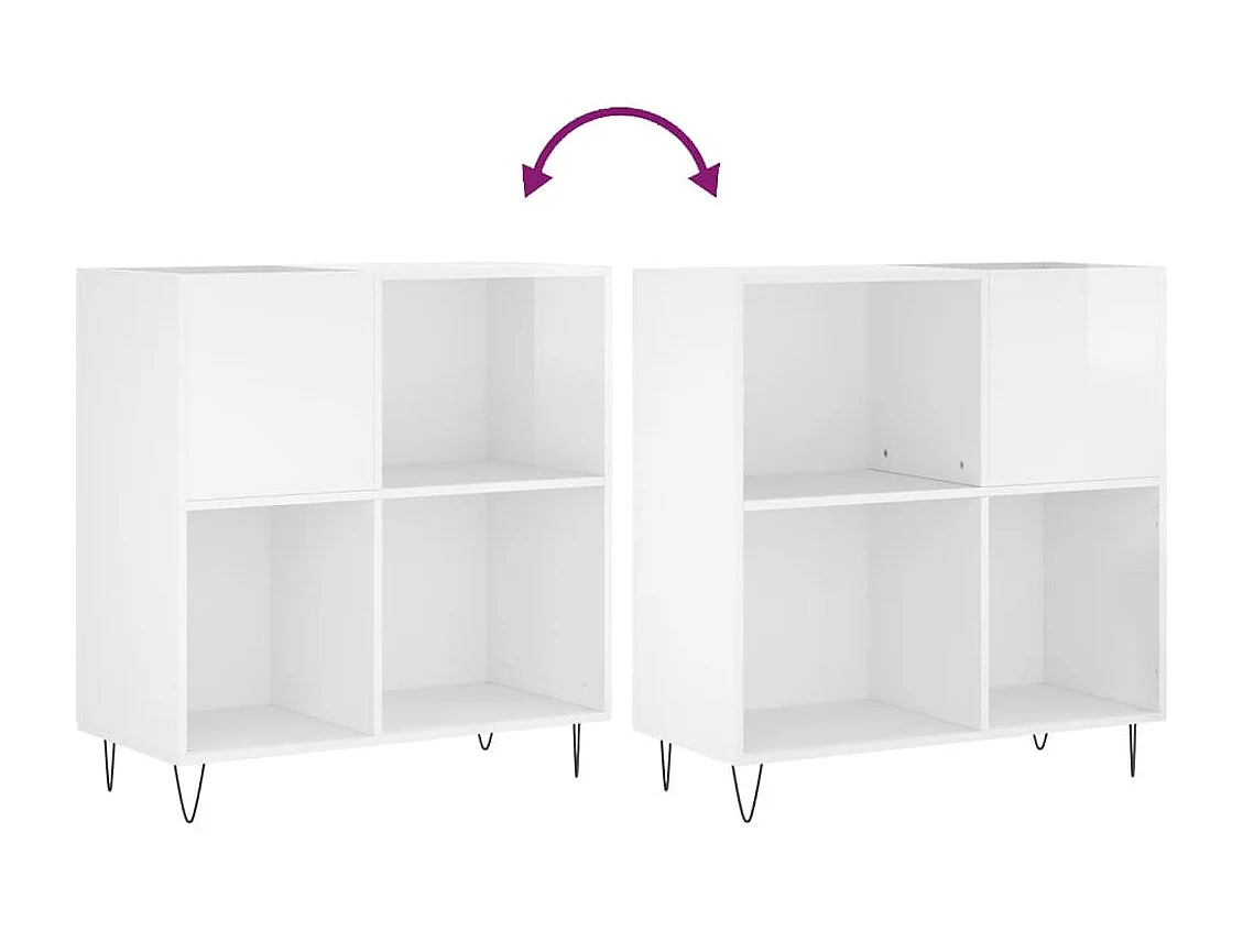 Platenkast 84,5x38x89 cm bewerkt hout hoogglans wit