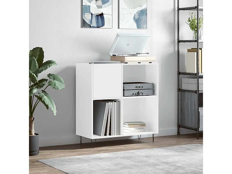 Armoire à disques blanc brillant 84,5x38x89cm bois d'ingénierie