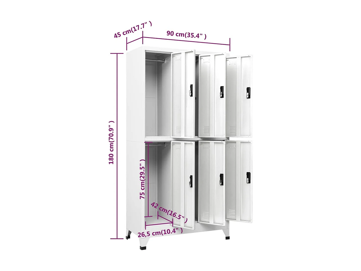 Armoire à casiers Blanc 90x45x180 cm Acier