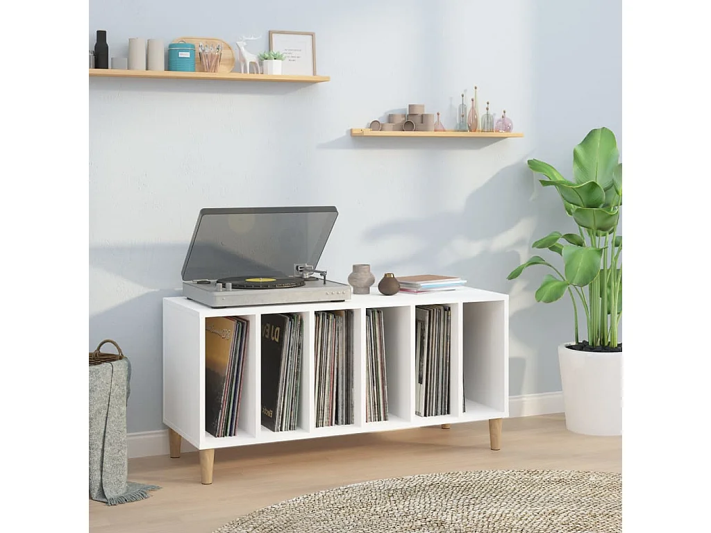 Platenkast 100x38x48 cm bewerkt hout wit