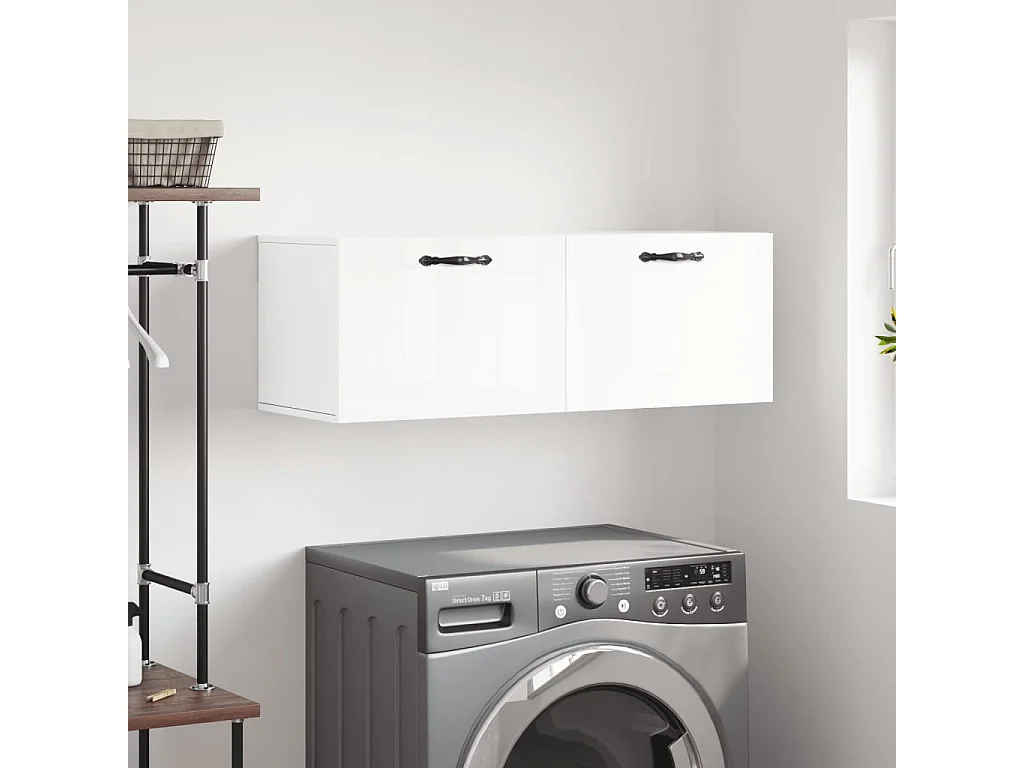 Armoire murale blanc brillant 100x36,5x35 cm bois d'ingénierie