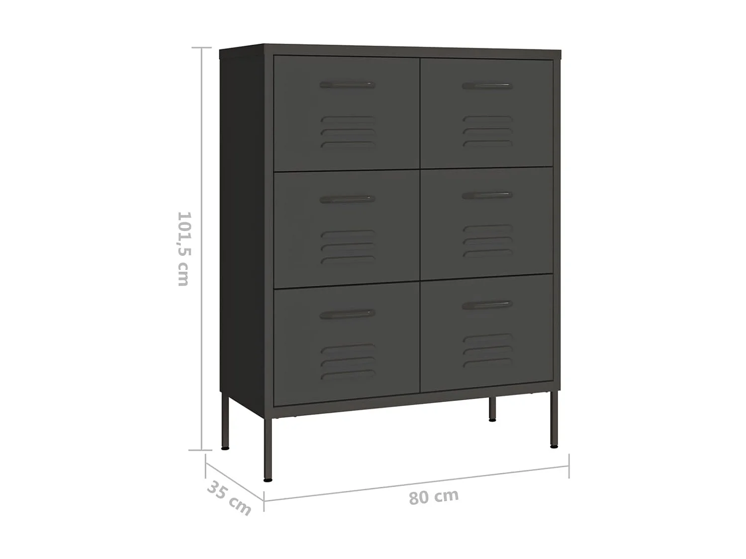 Armoire à tiroirs Anthracite 80x35x101,5 cm Acier