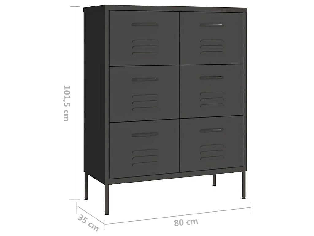 Armario de almacenamiento gris antracita 80x35x101,5 cm acero
