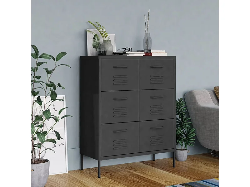 Armoire à tiroirs Anthracite 80x35x101,5 cm Acier