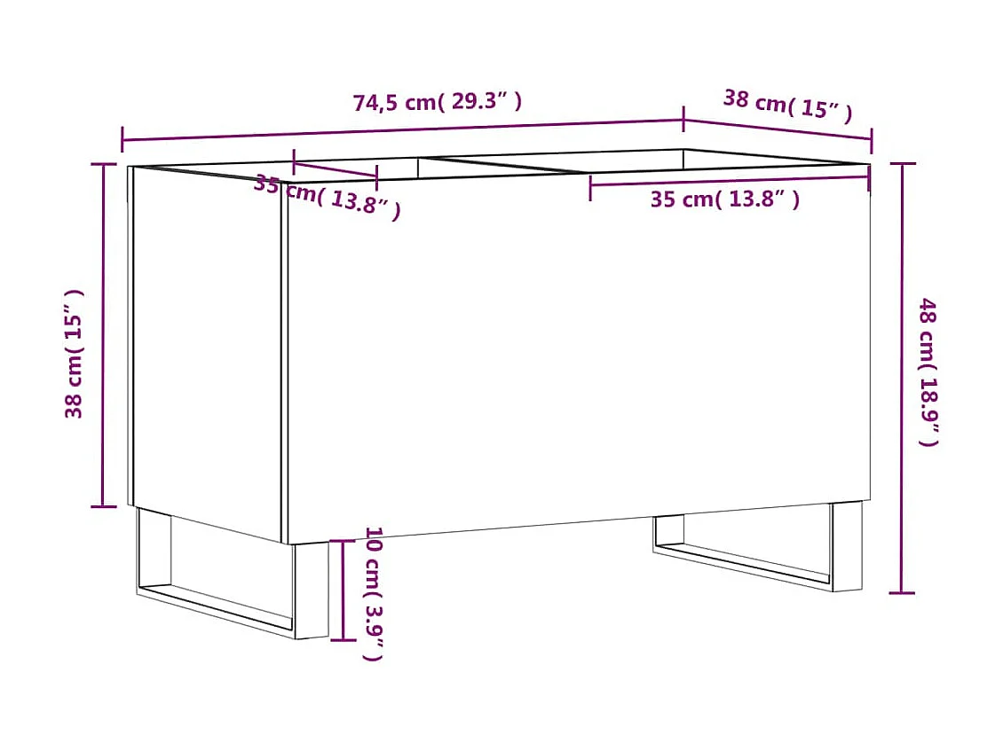 Armário p/ discos 74,5x38x48 cm deriv. madeira branco brilhante