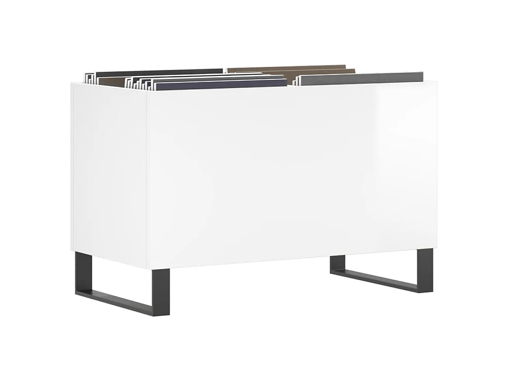 Armoire à disques blanc brillant 74,5x38x48cm bois d'ingénierie