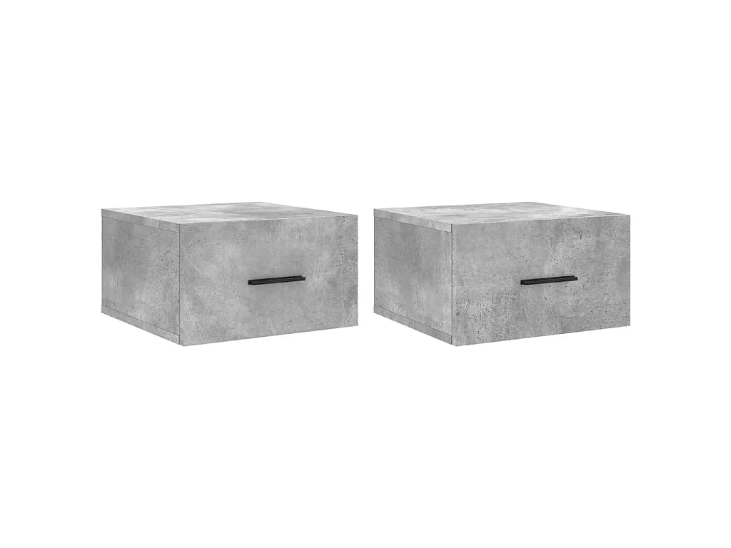Tables de chevet murales 2 pcs gris béton 35x35x20 cm