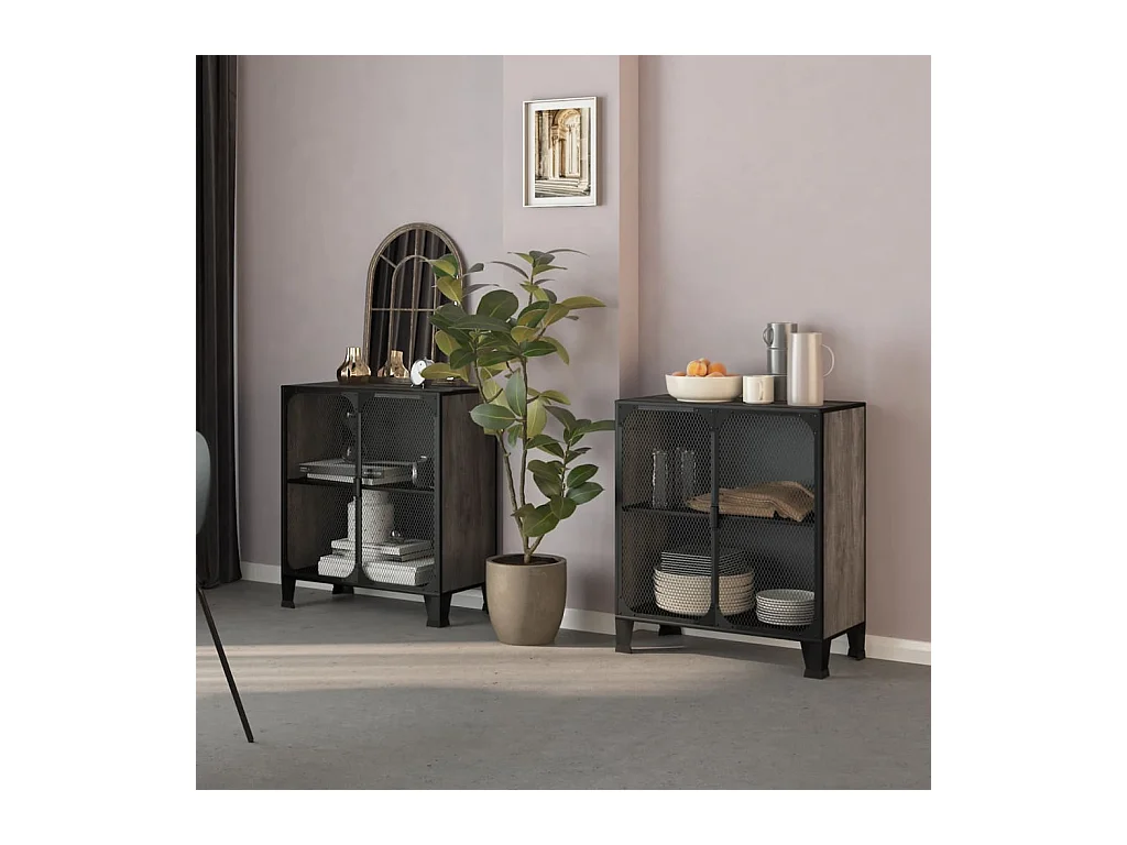 Armadi Portaoggetti 2 pz Grigi 72x36x82 cm Metallo e MDF
