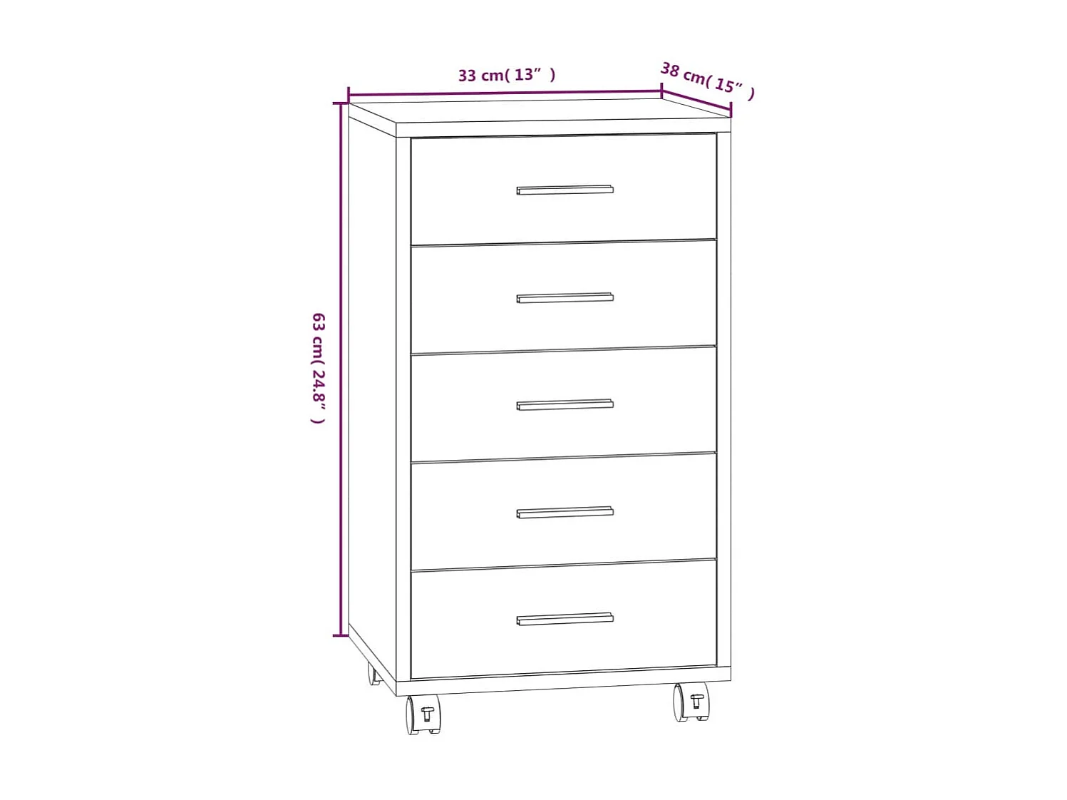 Armoire à tiroirs avec roulettes Chêne fumé Bois d'ingénierie
