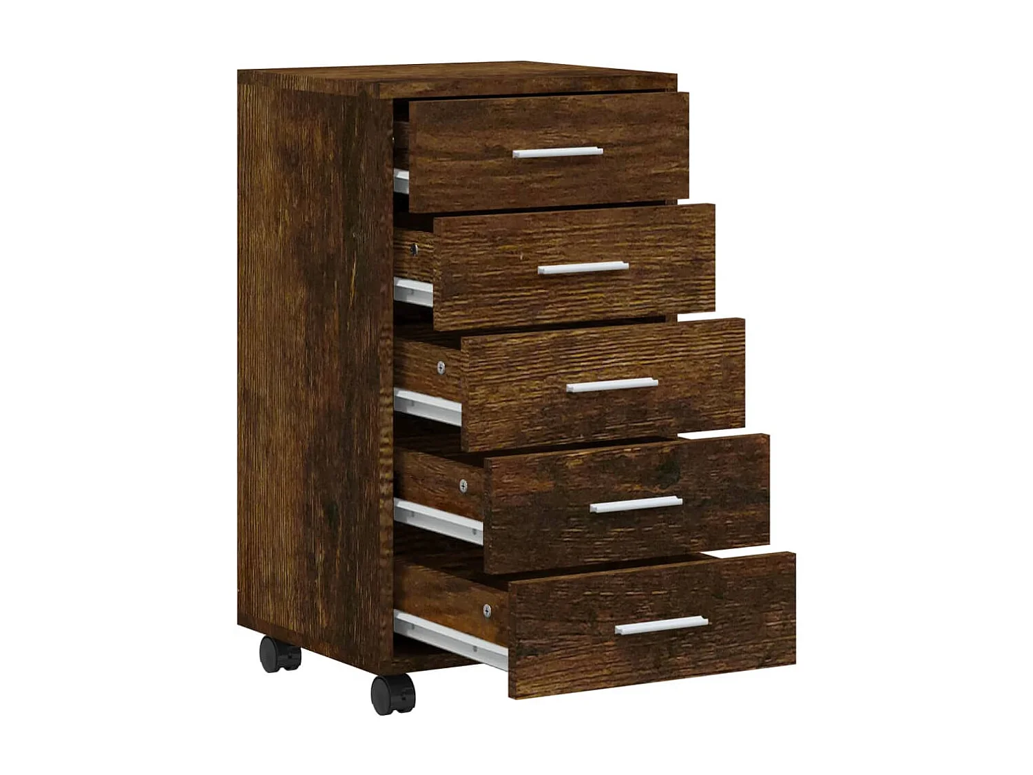 Armoire à tiroirs avec roulettes Chêne fumé Bois d'ingénierie