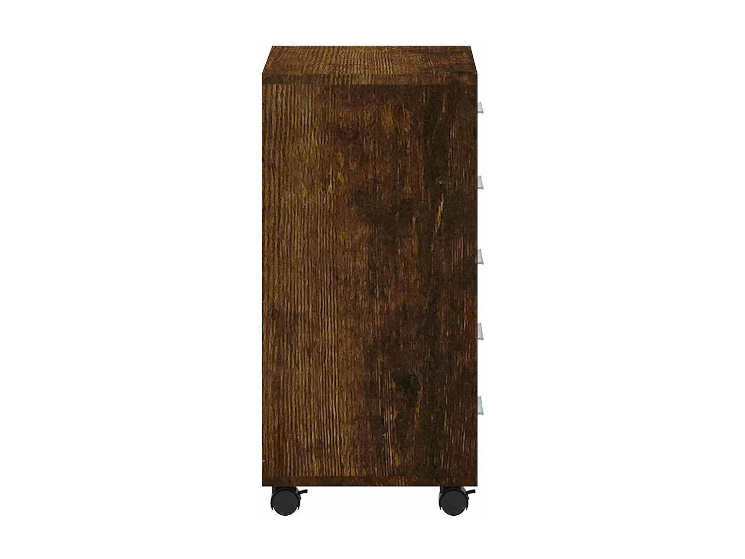 Ladekast met wieltjes bewerkt hout gerookt eikenkleurig