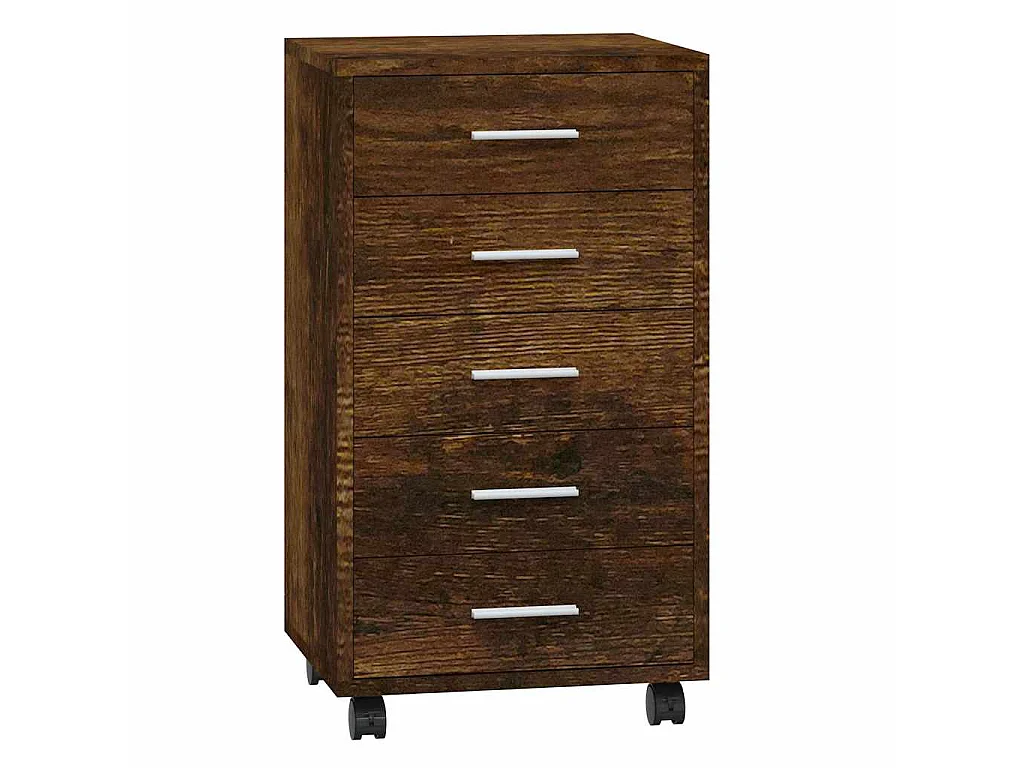 Armoire à tiroirs avec roulettes Chêne fumé Bois d'ingénierie