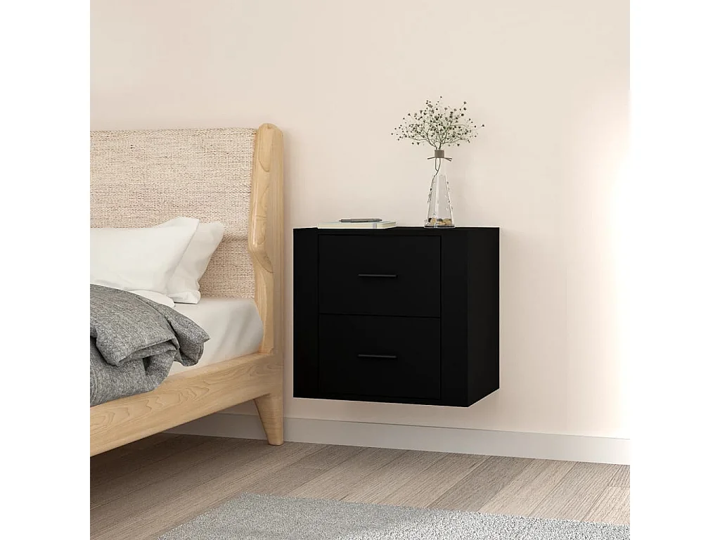 Table de chevet murale Noir 50x36x47 cm