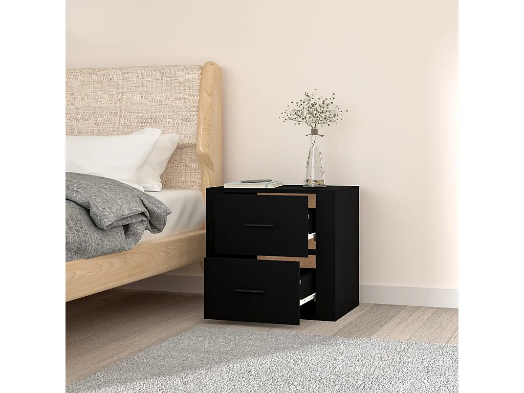 Table de chevet murale Noir 50x36x47 cm