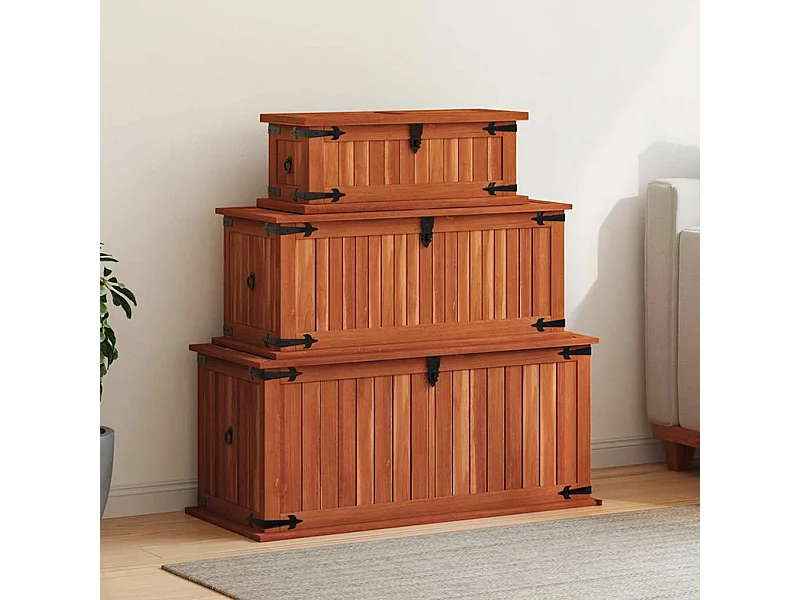 Coffres de rangement 3 pcs Bois d'acacia solide