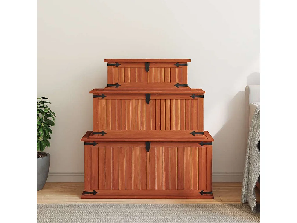 Coffres de rangement 3 pcs Bois d'acacia solide