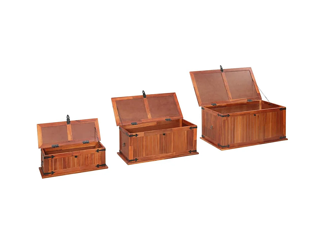 Coffres de rangement 3 pcs Bois d'acacia solide